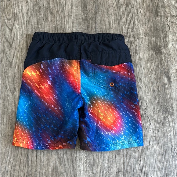 OP Men's Dark Blue Swim Trunks with Vibrant Accents - Picture 3 of 4